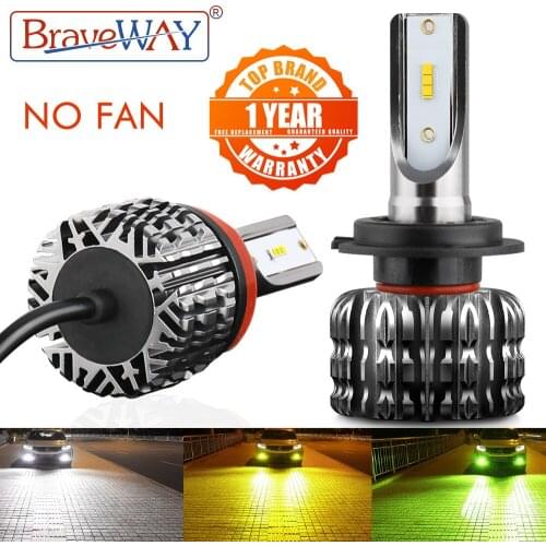 BraveWay 12V Car Headlight Bulbs H7 LED Lamps H11 H4 H1 H8 H9 HB3 HB4 9006 H3 LED Bulbs for Auto Light 6500K 10000LM 50W Fog KIT