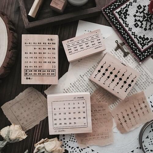 1 Pcs Based on series Calendar wood stamp wooden rubber stamps for scrapbooking Handmade card diy stamp Photo Album Craft gifts