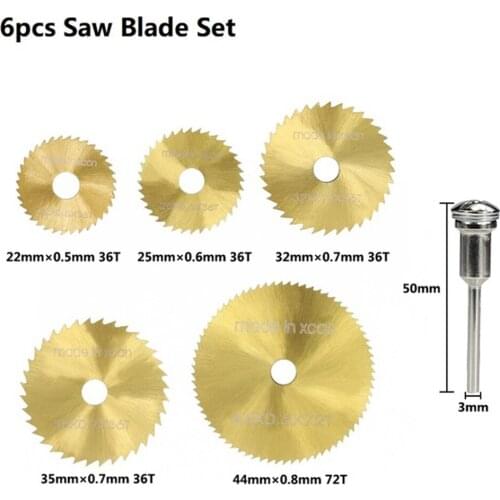 Titanium Coated Mini Rotary Cutting Disc 22/25/30/35/44mm with 3mm Mandrel Woodworking Circular Saw Blade