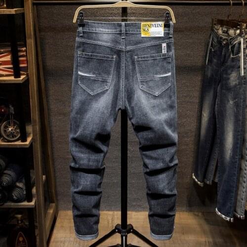 Spring Elastic Waist Jeans Mens Large Size Loose Harem Pants Tide oversized Elastic Slim Cropped length Pants 6XL 44 46