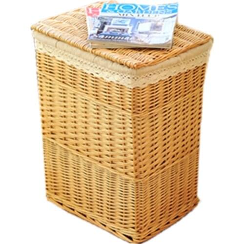 Sundries storage baskets rattan garden fabric wicker hamper basket with lid storage box storage box