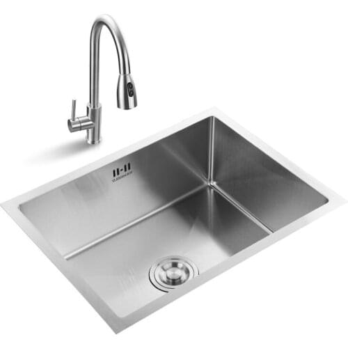 Kitchen Sink Undermount Stainless Steel Kitchen Sink Single Kitchen Bowel with Drain and Pipe 21 cm deepth 1.4 mm thickness
