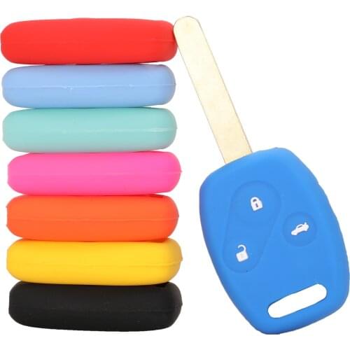 Kutery Silicone Rubber Carbon Car Key Cover For Honda Accord Civic Crosstour CRV Fit Pilot Remote Key Case Protecter 3Buttons