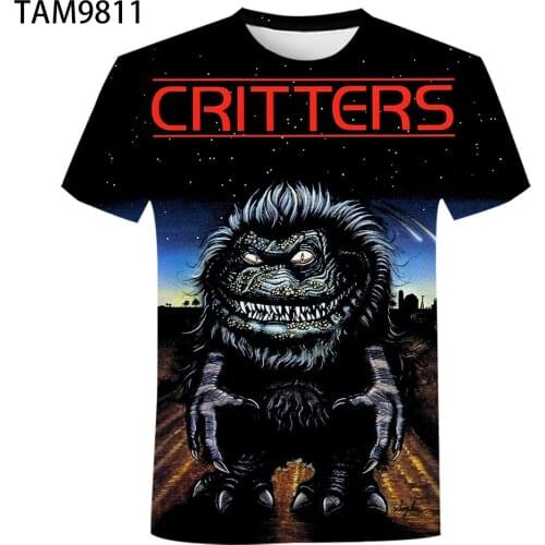 Summer Harajuku Lazy Animal Short-Sleeved 3D Printing Horror Movie Street Men And Women Fashion Fun Oversized Sweatshirt