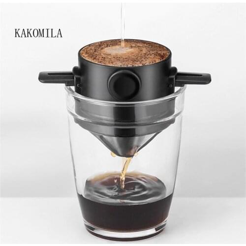 Reusable Coffee Filter Portable Coffee Travel Cup Set Stainless Steel Hand Brew Coffee Dripper Foldable Stand Coffee Dripper