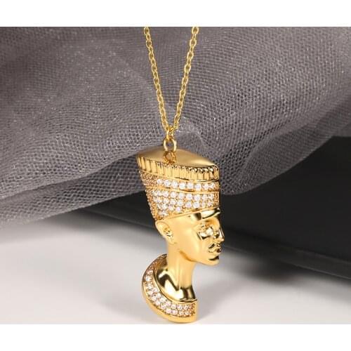 Fashion Ancient Egyptian Necklace Pharaoh Hip-Hop Vintage Pendant Stainless Steel Chain Egypt Head Portrait Accessories