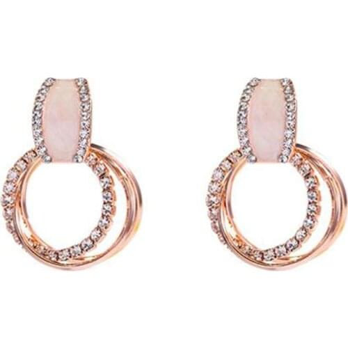 Fashion Atmospheric Rhinestone Geometric Circle Earrings Femininity Korean Simple Personality Earrings Earrings Girlfriend Gift