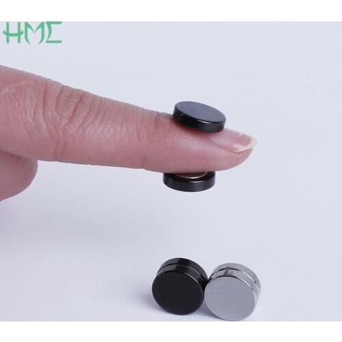 1pc Punk Titanium Steel Men Strong Magnet Magnetic Ear Clip Stud Set Non Piercing Earrings For Boyfriend Lover Jewelry Gift