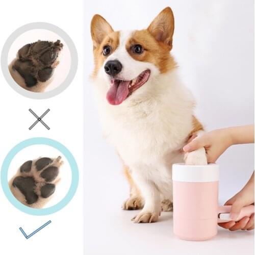 New Outdoor portable pet dog paw cleaner cup 360 soft silicone foot washer clean dog paws one click manual quick feet cleaner