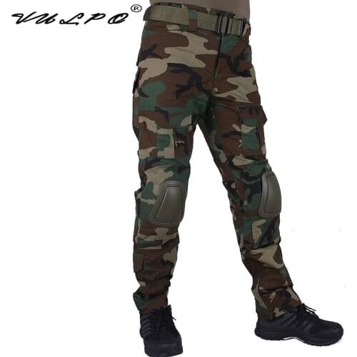 Hunting camouflage pants tactische Broek Woodland WL broek en kniebeschermers militaire game cosplay uniform