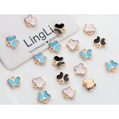 Zinc Alloy Mini Enamel Butterfly Charms Pendant 50pcs/lot For DIY Fashion Pendant Earrings Jewelry Making Accessories
