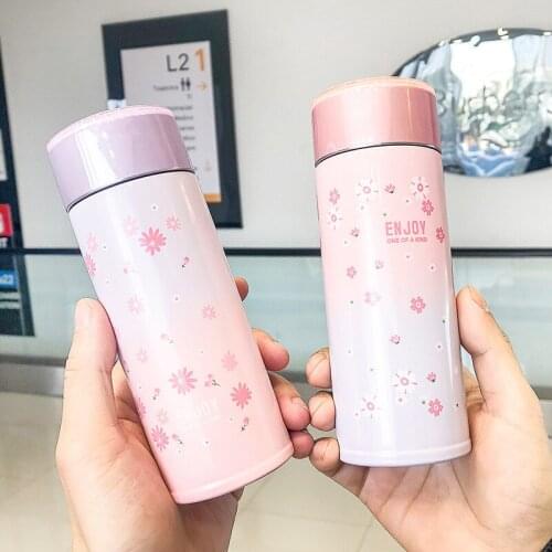 Portable Simpe Vacuum Flask Travel Mug Water Bottle Girls Kids School Tea Coffee Thermos Cup Garrafa Termica Drinkware DF50BW