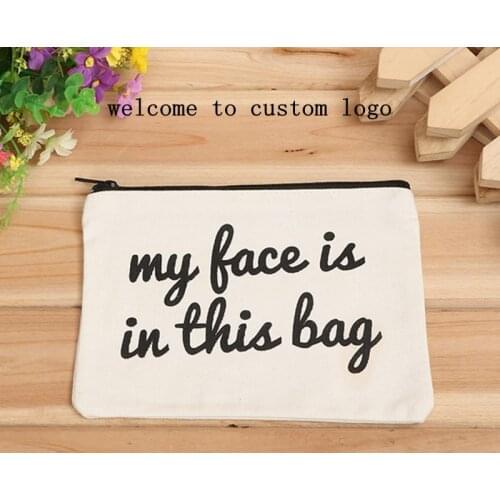 300pcs/lot blank zipper cosmetic storage bag custom-made easy to receive canvas bag loose change zipper bag can customize LOGO