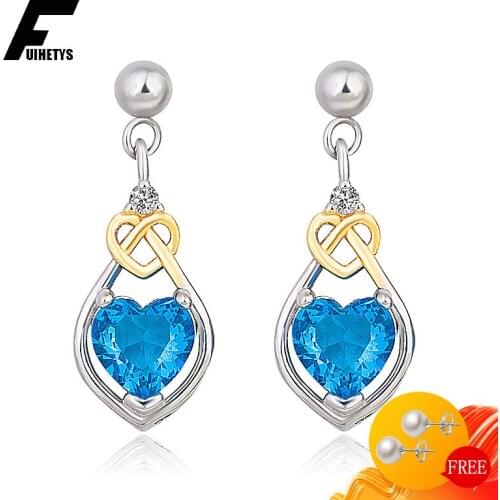 Elegant 925 Silver Jewelry Earrings Heart Shaped Zircon Gemstone Drop Earring for Women Wedding Engagement Party Gifts Wholesale
