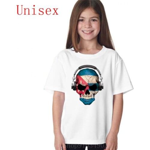Dark Skull Deejay with Cuban Flag childrens clothes g teenage girls clothing baby girl clothes high quality popular 100%cotton