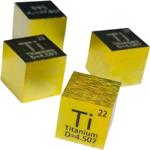 Gold Color Titanium Cube 10mm Metal Ti 99.5% TA1 Anodizing for Element Collection Science Gift Hand Made DIY Hobbies Crafts