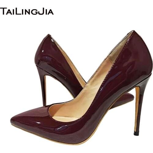 Classic High Heels for Women 2021 Pointed Toe Party Dress Shoes Ladies Patent Leather Stiletto High Heel Large Size Office Pumps