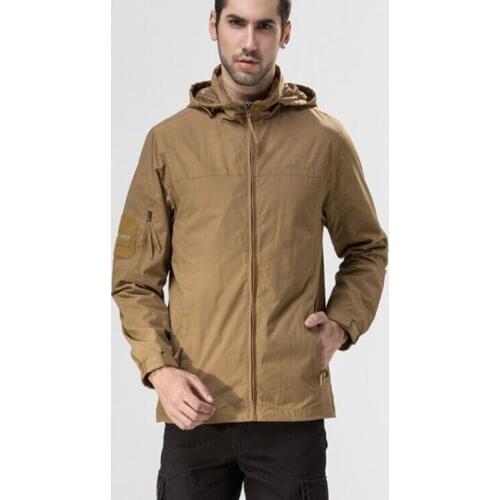 Outdoor brand men Solid Color Hooded Softshell coat Sports Parkas male Waterproof Windproof Camping hiking thin Jacket Plus Size