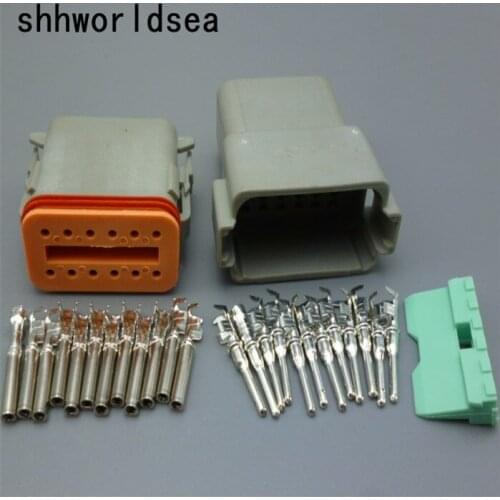 Worldgolden 1/5/30sets Terminal DT06-12S&DT04-12P 12 Pin Engine/Gearbox waterproof electrical connector for car,bus,motor,truck