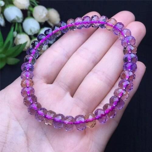 Natural Amethysts Quartz Faceted Beads Purple Energy Gem Stone Women Beaded Stretch Bracelet Gift Jewelry