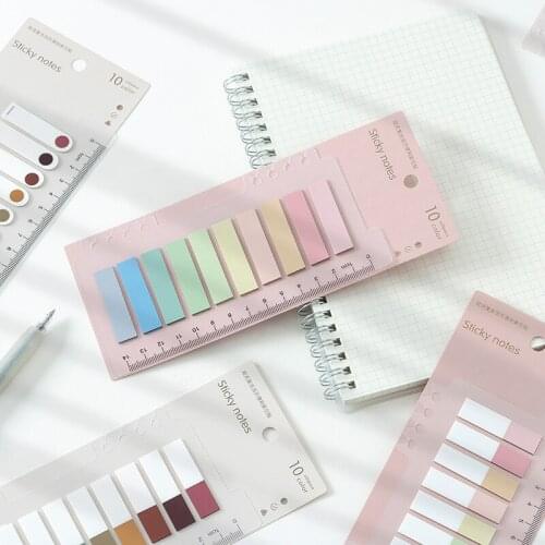 1Set Macaron Color Sticky Notes Index Memo Pad Bookmarks Cute Scheduler Paper Stickers Kids Stationery
