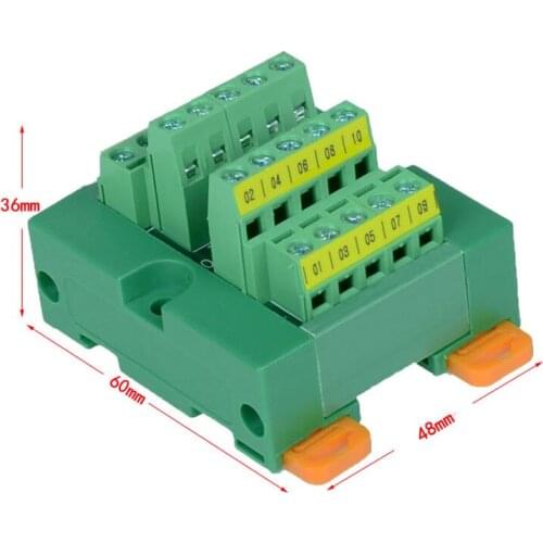 10 channels to 10 Channels DIN Rail Mounting board Panel Mounting for power supply distribution terminal blocks splitter board