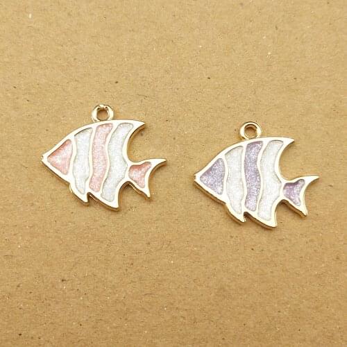 10pcs 18x21mm enamel fish charm for jewelry making cute earring pendant bracelet necklace charms diy design charms