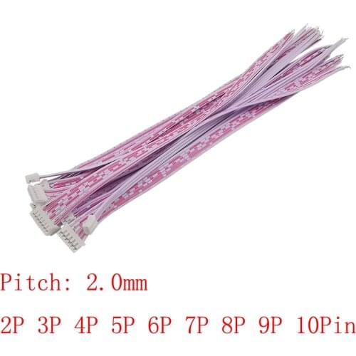 10Pcs 20CM JST PH2.0 Female Connector Pitch 2.0mm Single Head Terminal Cable Wire Connector 2P 3P 4P 5P 6P 7P 8P 9P 10 Pin 26AWG