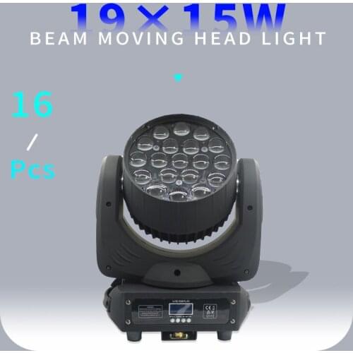 16pcs/lots 19x15w Led RGBW 4in1 Zoom/wash Light Moving Head Light With Circle Control Function Wedding Show Stage Light