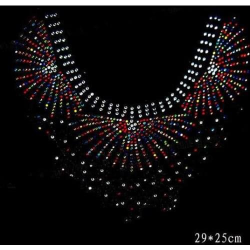 2pcs/lot Neckline hot fix rhinestone rhinestone iron on transfers designs strass iron on patcches for sweater