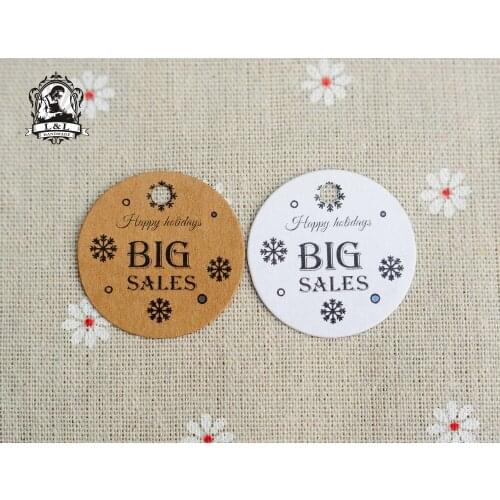 200 pcs 3.5cm round kraft/white paper label BIG SALE product label Holiday discounts Clothing label Label customization