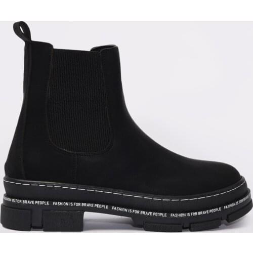 2021 round Head Side Rubber Short Tube Heel Boots Shoes Black Boots & Bootie