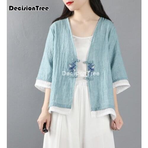 2021 ladies women chinese traditional kimono cardigan hanfu blouse elegant traditional chinese hanfu blouse for women