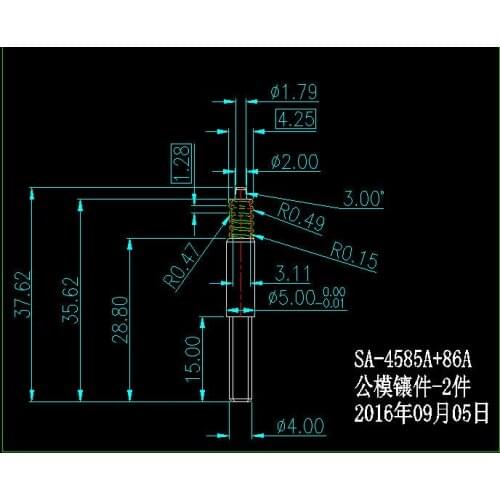 #4 stainless steel 5#37.62 mm, shaft 200 pcs