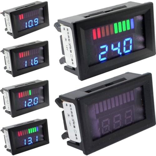5pcs 12V Acid Lead Batteries Indicator Battery Capacity Digital LED Tester Voltmeter With Dual Display Free Shipping 10001100