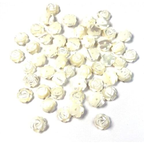 5pcs Carven White Shell Flower Pure Natural Material Petals 3D Flower Beads For Handmade Necklace DIY Jewelry Making