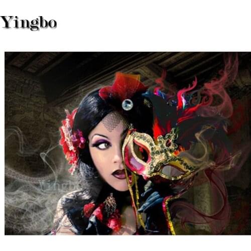Girl new 5D DIY Diamond Painting Cross Stitch Diamond Embroidery Carnival mask woman Mosaic Resin Full Square Round Drill decor