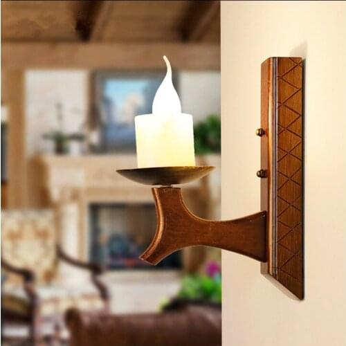 American rural old fashion wood art wall lamps Retro creative imitation marble shade E14 lamp for stairs&cafe&porch&aisle LDK036