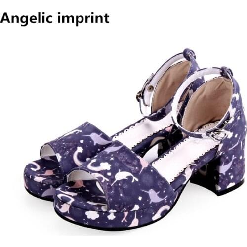 Angelic imprint woman mori girl lolita cosplay shoes lady high heels pumps women princess summer dress sandals fish mouth 6cm