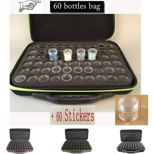 27/60 Bottles Diamond Painting Box Tool Accessories Container Storage Box Carry Case Holder Hand Bag Zipper Shockproof Durable