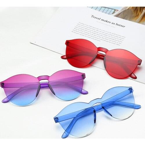 Colorful Sunglasses Ladies Fashion Luxury Sunglasses Candy Color Rimless Girl Glasses UV400 Sunglasses