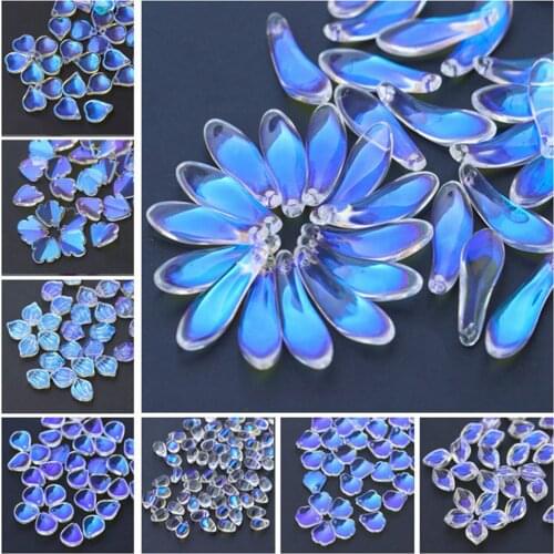 Flower Petals Aurora Crystal Glass Loose Beads Pendants Lot Jewelry Crafts