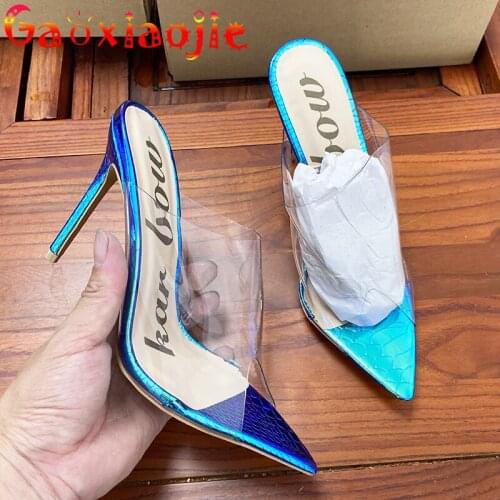 Gaoxiaojie 2021 New Fashion Slippers Transparent Slides Women Shoes light Fish Mouth Pointed Career Sandals Summer Wear Heels