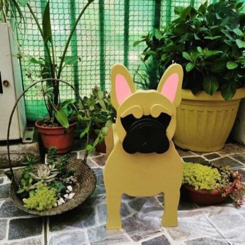 Dog Planter Animal Shaped Cartoon Succulent Planter Wooden Flower Pot For Garden Decoration Supplies Cultivate Flower Seedling