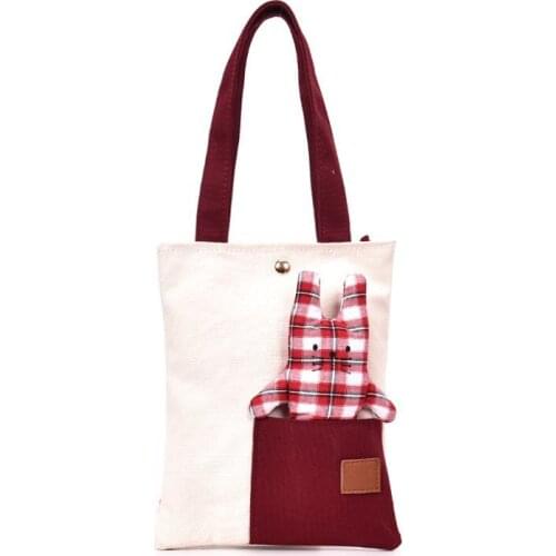 PURFAY Canvas Capacity Women Shoulder Bag Tote Shopper Bag Reusable Travelling bag Cloth Messenger Bag 3D cartoon Cat