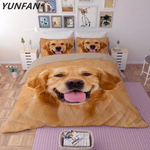 3D lovely Dog Bedding Sets 3pcs soft bedclothes duvet cover quilt cover pillow cases twin full queen king Home textiles