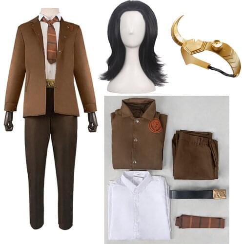 Anime Loki Cosplay Costumes Adult Uniform Outfits Halloween Carnival Party Coat Shirt Pants Tie Belt Suit Men