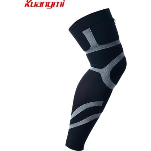 Kuangmi 1 PC Sports Compression Leg Sleeve Basketball Cycling Football Long Calf Knee Brace Legwarmers Men Women Leg Knee Warmer