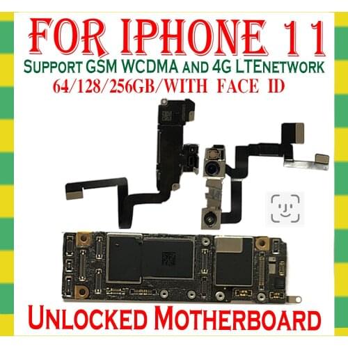 For iPhone 11 Motherboard No Face ID Clean Original Replaced Main Board good Tested Facial Function LTE SupportMB