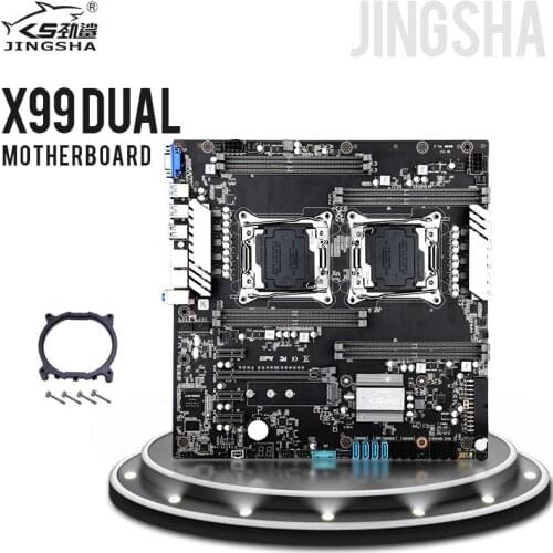 JINGSHA X99 Dual CPU Motherboard LGA 2011 -3 V3/V4 Cpus Socket DDR4 Up to 256GB Gigabit Ethernet VGA NVMe M.2 Mainboard Combo